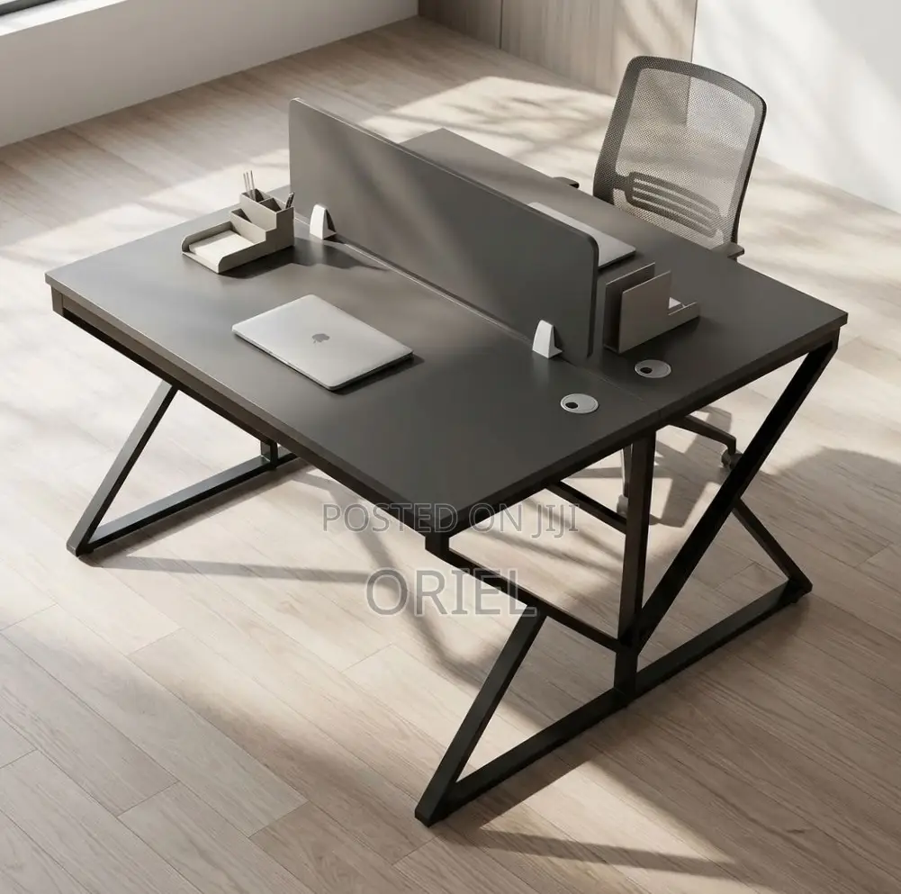 Office Workstation : Black 2-Seater Office Workstation