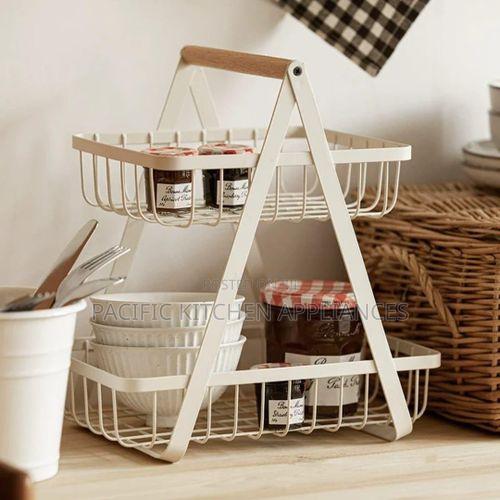 2 Tier Metalic Fruit Rack Basket Spice Rack - main view