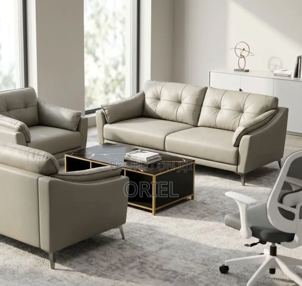 Executive Office Sofa : 5-Seater Grey Office Sofa