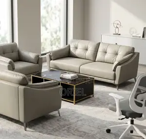 Executive Office Sofa : 5-Seater Grey Office Sofa