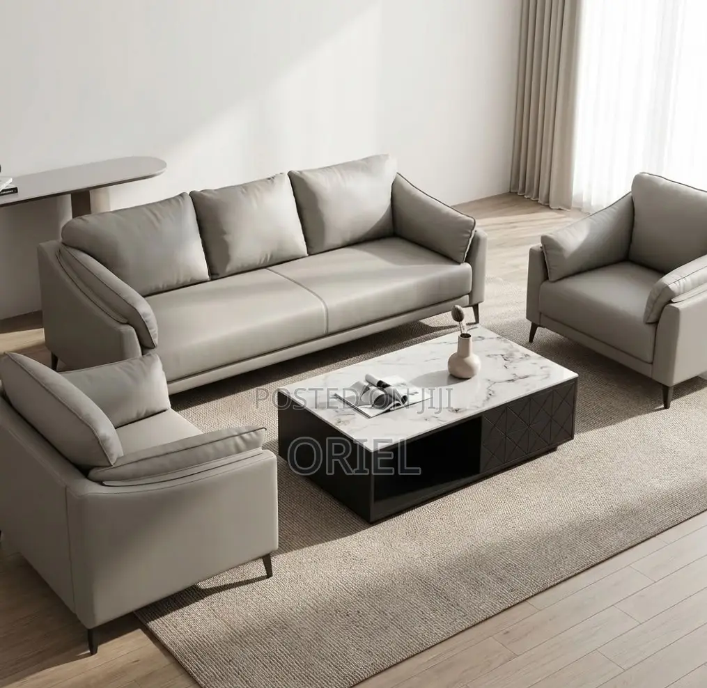 Executive Office Sofa : 5-Seater Grey Office Sofa