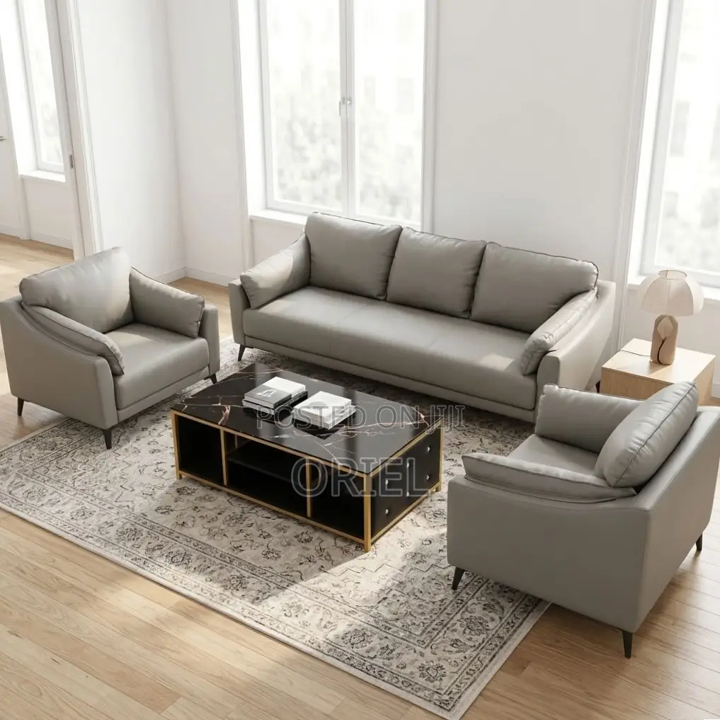 Executive Office Sofa : 5-Seater Grey Office Sofa