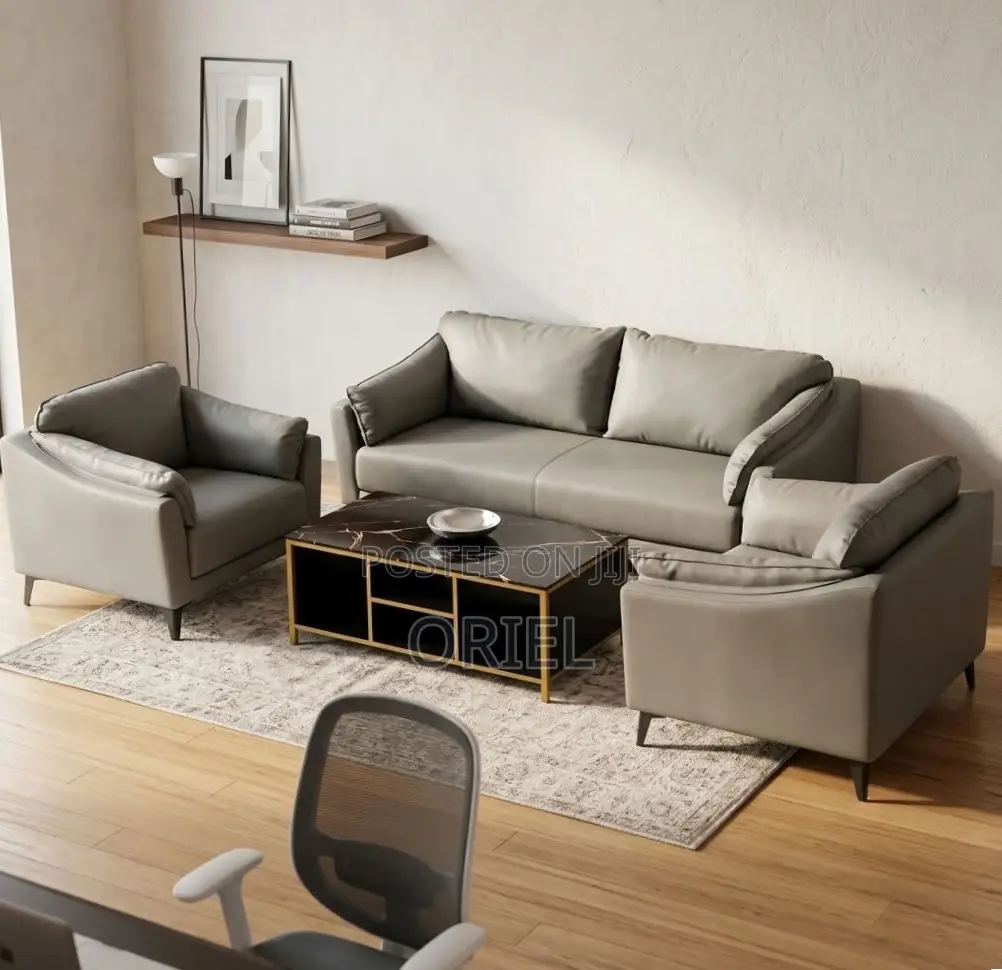 Executive Office Sofa : 5-Seater Grey Office Sofa