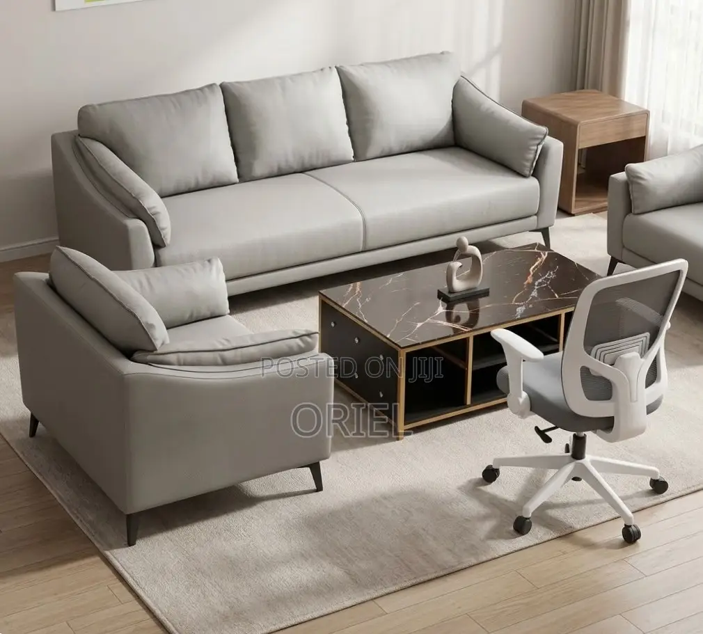 Executive Office Sofa : 5-Seater Grey Office Sofa