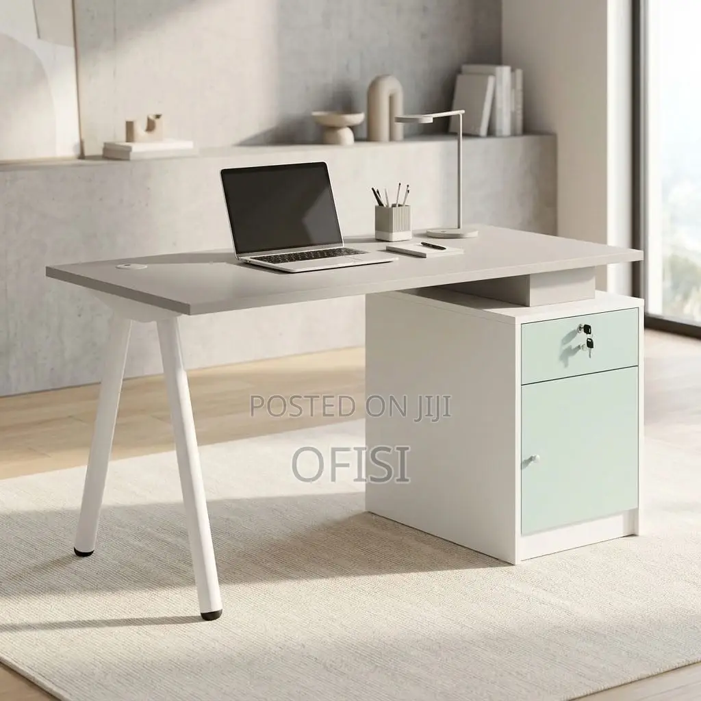 Office Desk; Executive Work Desk With Built-in Storage