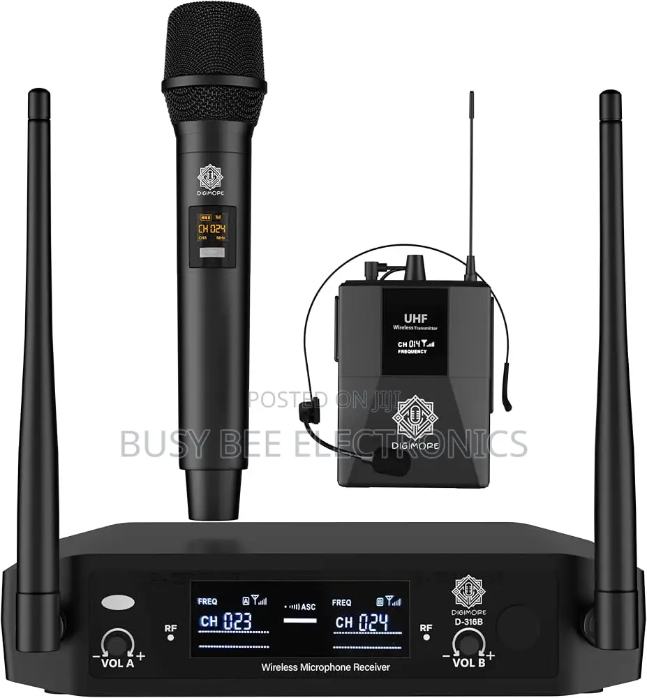 DIGIMORE Wireless Microphone System , 197ft Range , Balanced XLR Outs