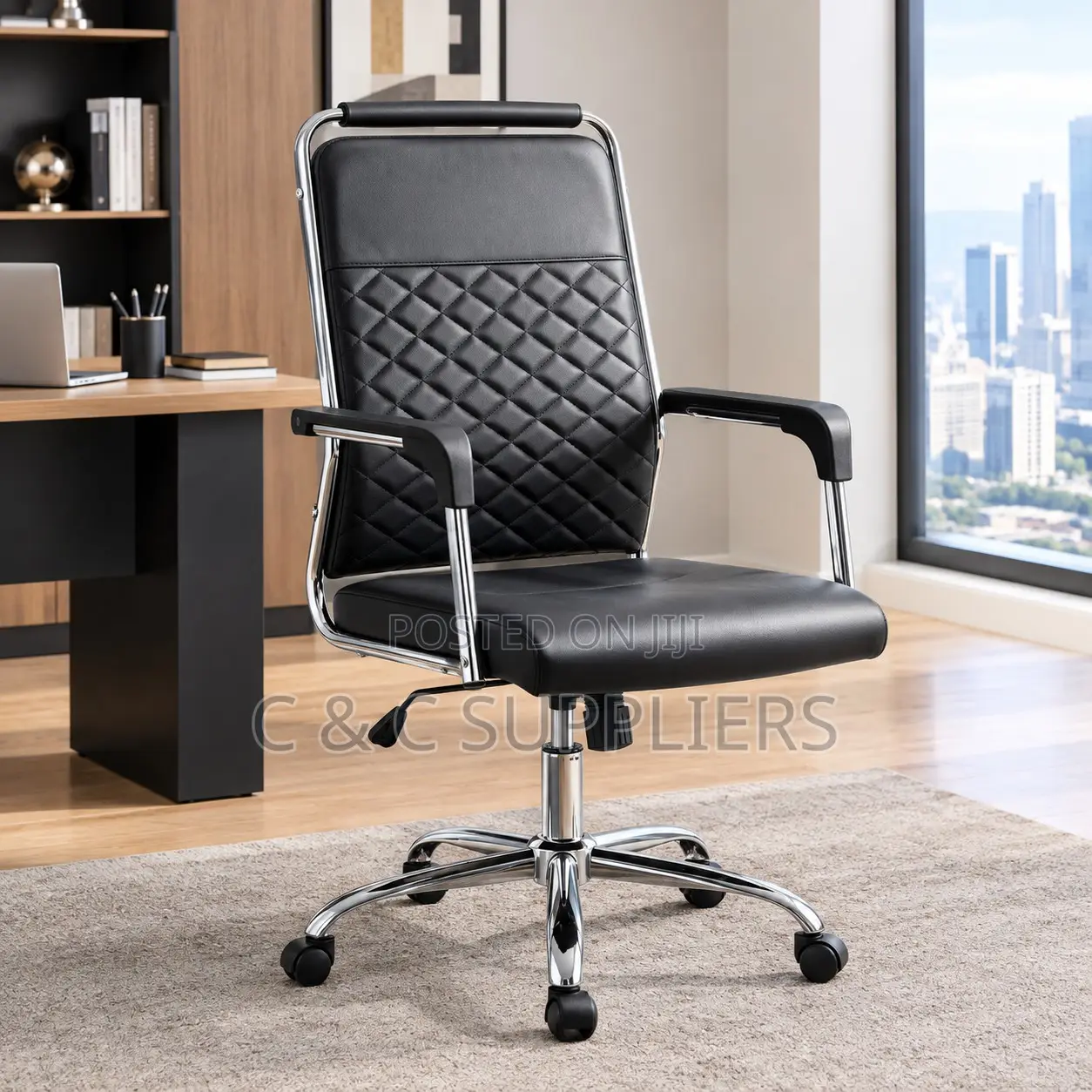 Executive Leather Swivel Arm Chair