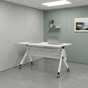 Office Desk; 1200mm White Flexible Modern Foldable Table With Wheels
