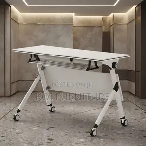Office Desk; 1200mm White Flexible Modern Foldable Table With Wheels