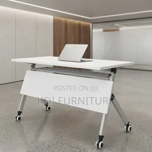 Office Desk; 1200mm White Flexible Modern Foldable Table With Wheels