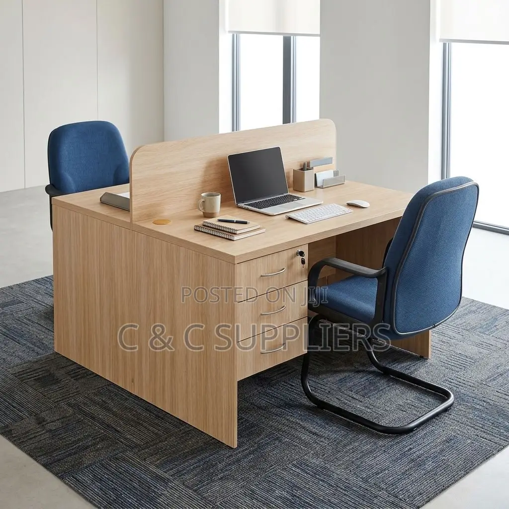 2-Seater Brown Custom Workstation Desk