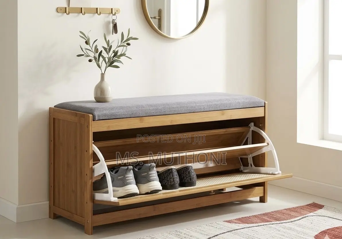Hidden Storage Tipping Bucket Shoe Changing Stool