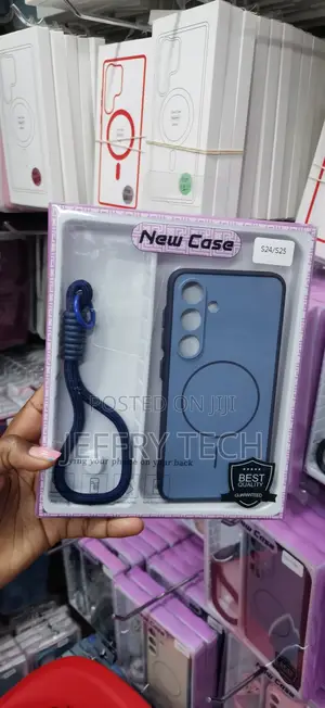 Blue Silicone Phone Case With a Wrist Lanyard for Samsung Galaxy S24