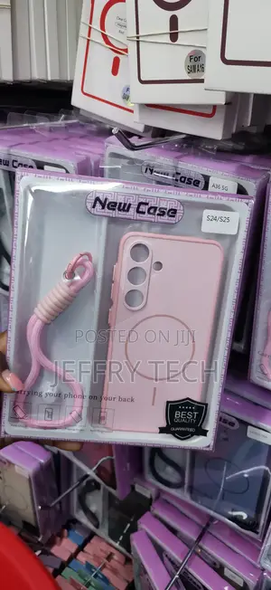 Light Pink MagSafe Case With a Silicone Strap for Samsung Galaxy S24