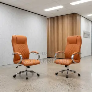Office Chairs; High Backrest Brown Clerical Leather Office Seat