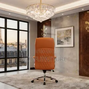 Office Chairs; High Backrest Brown Clerical Leather Office Seat