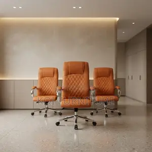 Office Chairs; High Backrest Brown Clerical Leather Office Seat
