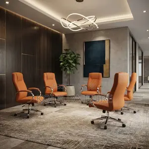 Office Chairs; High Backrest Brown Clerical Leather Office Seat