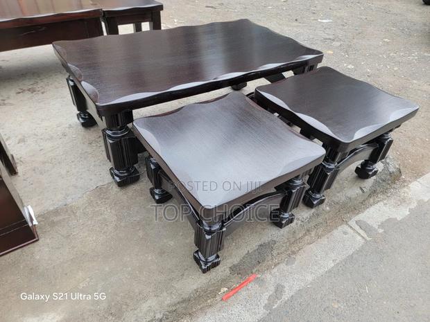 Wooden Coffee Table With Stools - main view