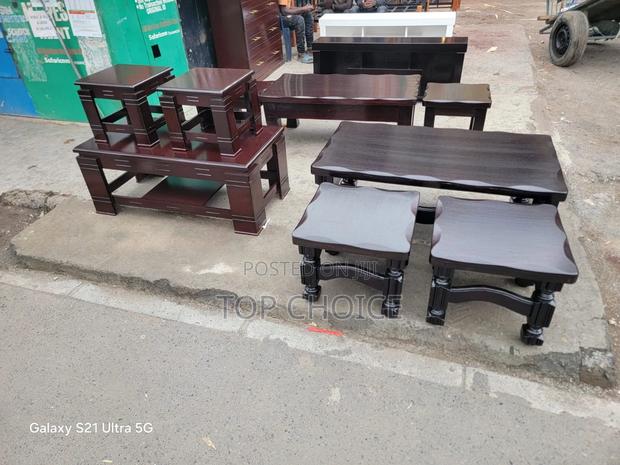 Wooden Coffee Table With Stools - thumbnail 2