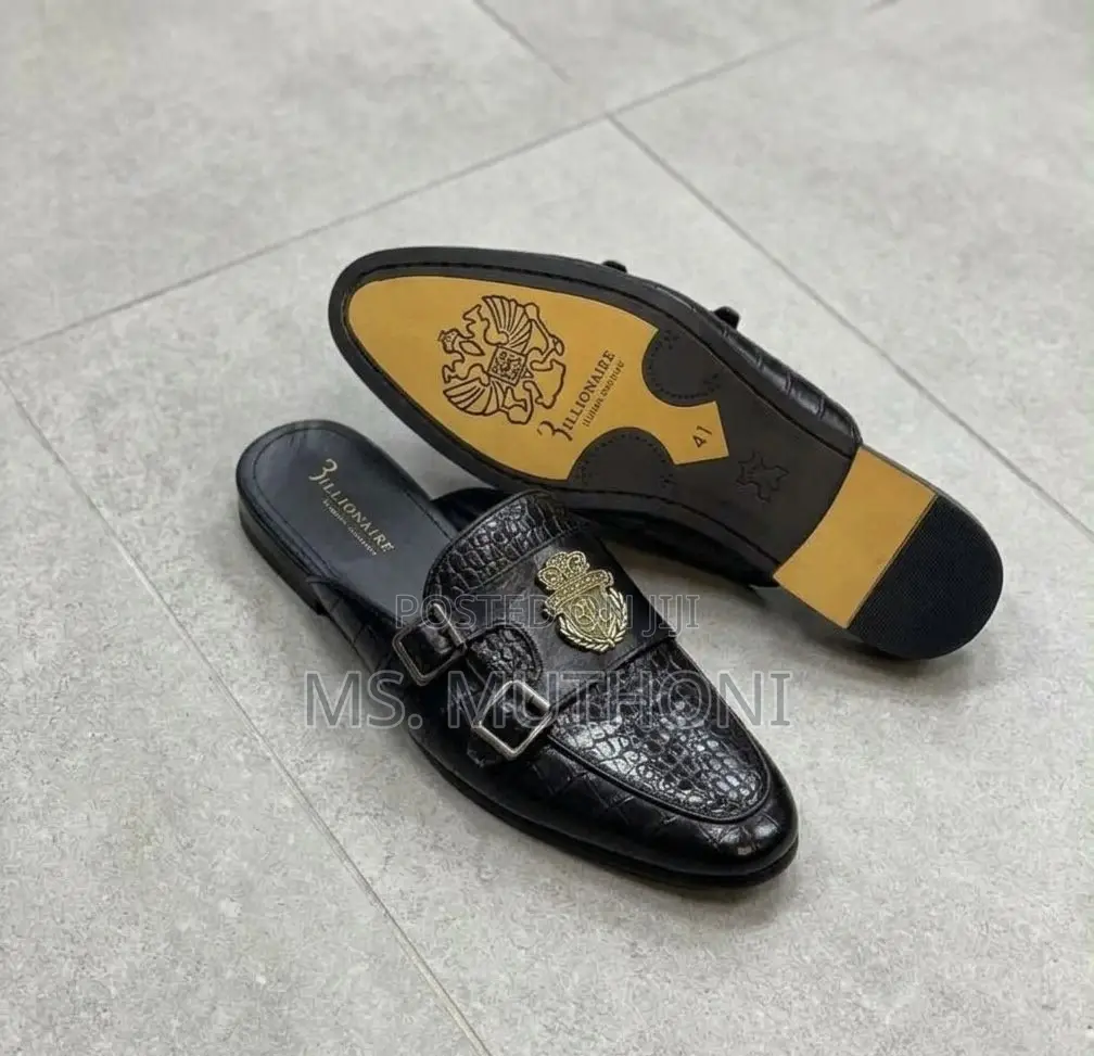 Billionaire Double-Buckle Backless Loafers Size 39-46