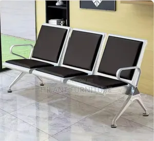 Black Heavy-Duty Waiting Reception Bench