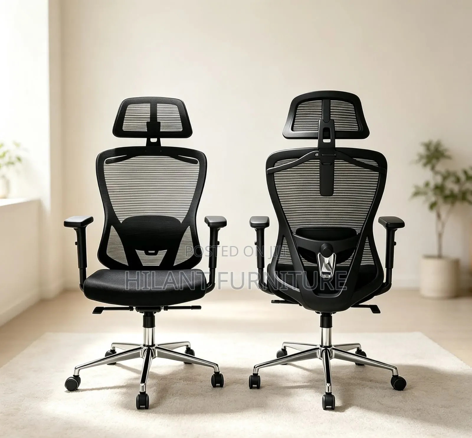 High-Back Mesh Executive Office Chair With Lumbar Support