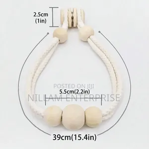 Magnetic Curtain Tie Backs With Wooden Beads.
2pc