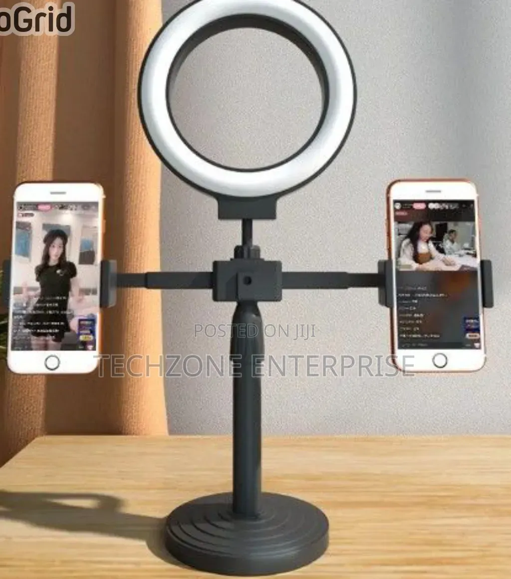 Double Stand Holder With 6 Inch Ringlight 