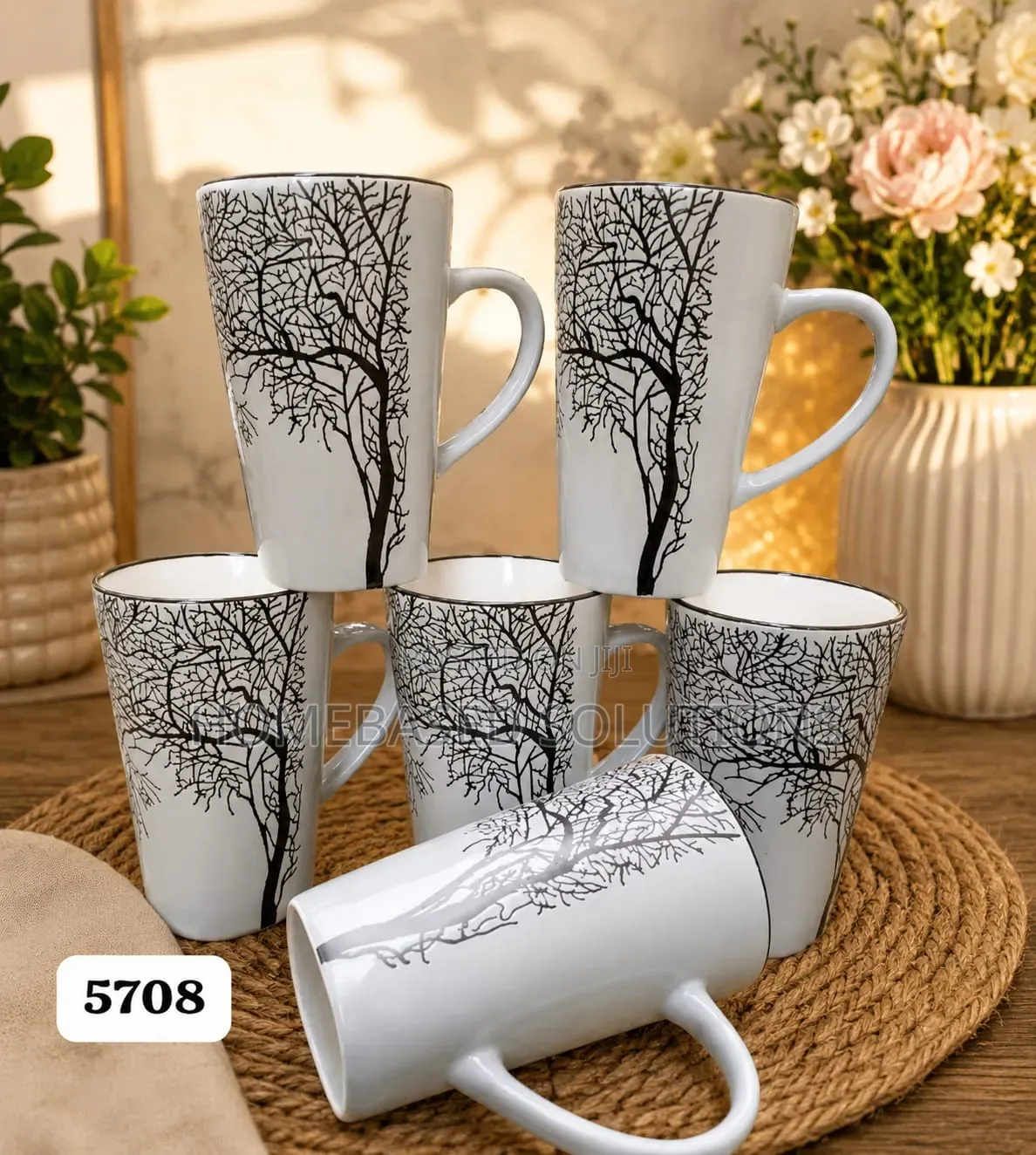 490 ML Ceramic Tree Cup -White 6pcs