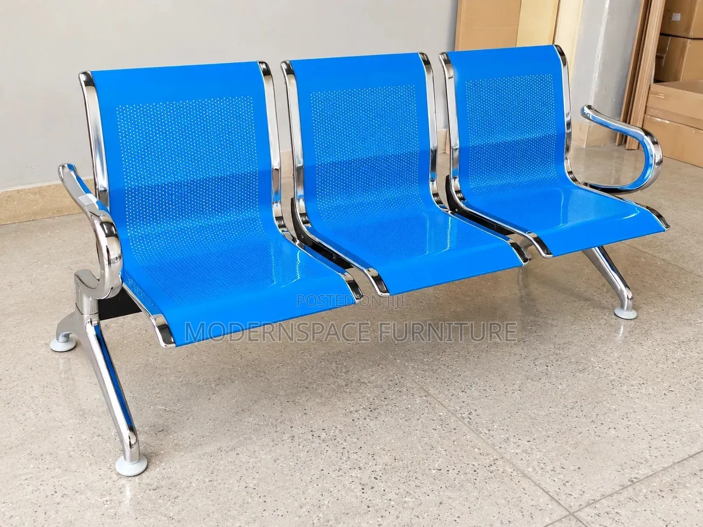 Blue 3-Seater Waiting Bench