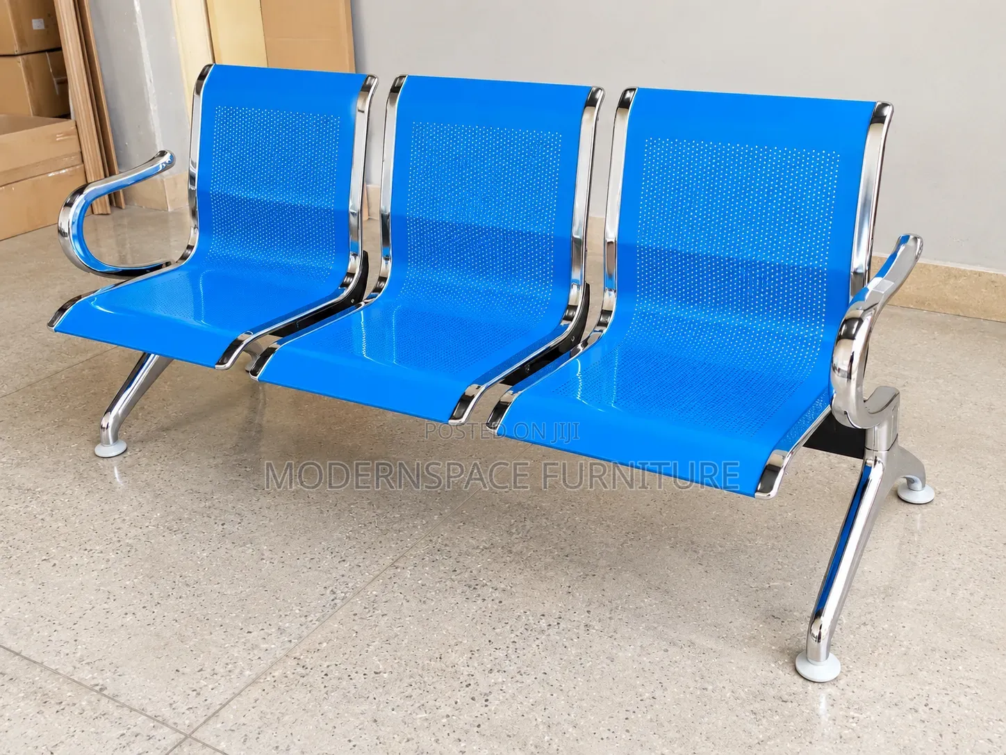 Blue 3-Seater Waiting Bench