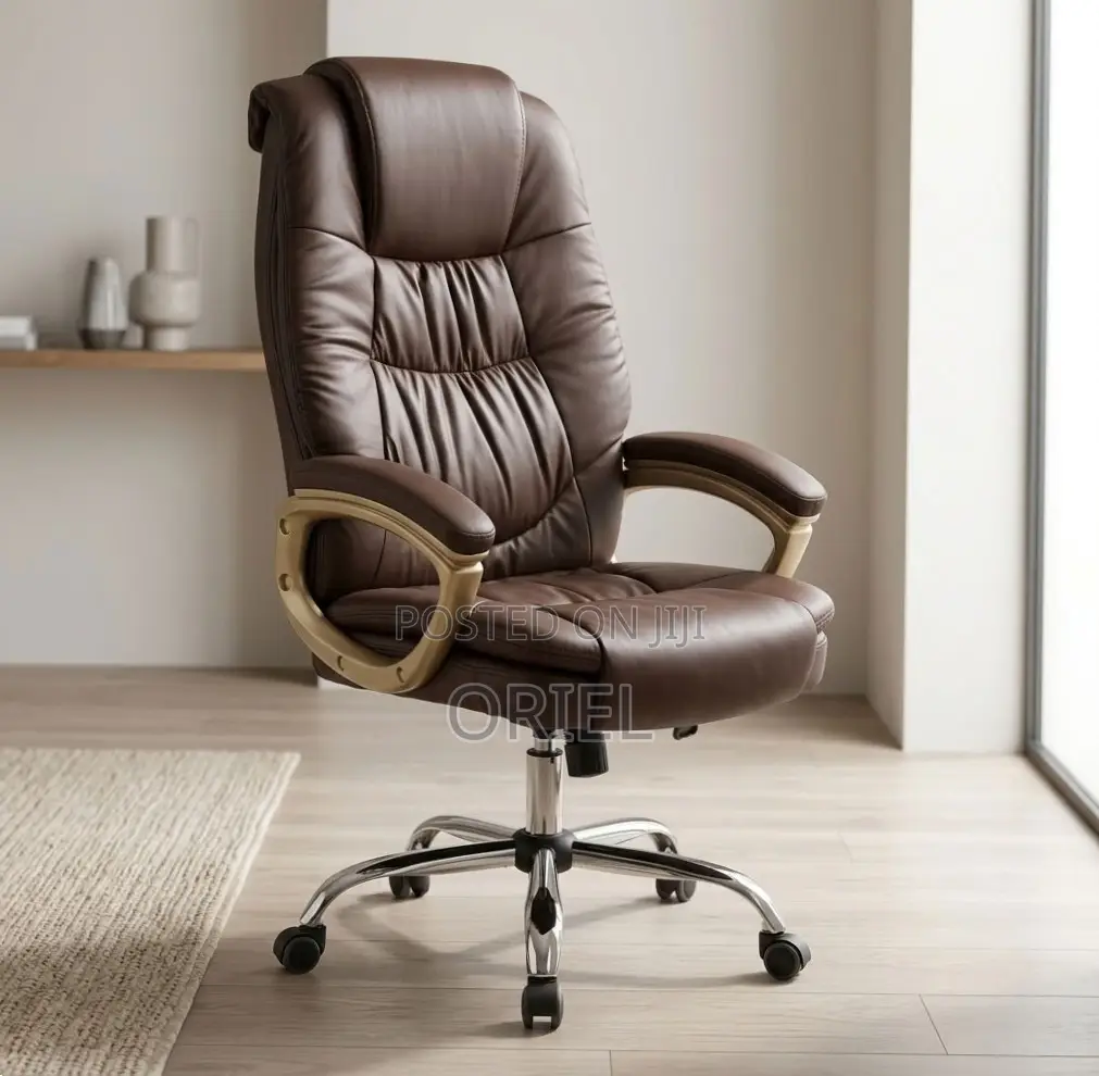 Executive Office Chair : Brown Leather Computer Chair