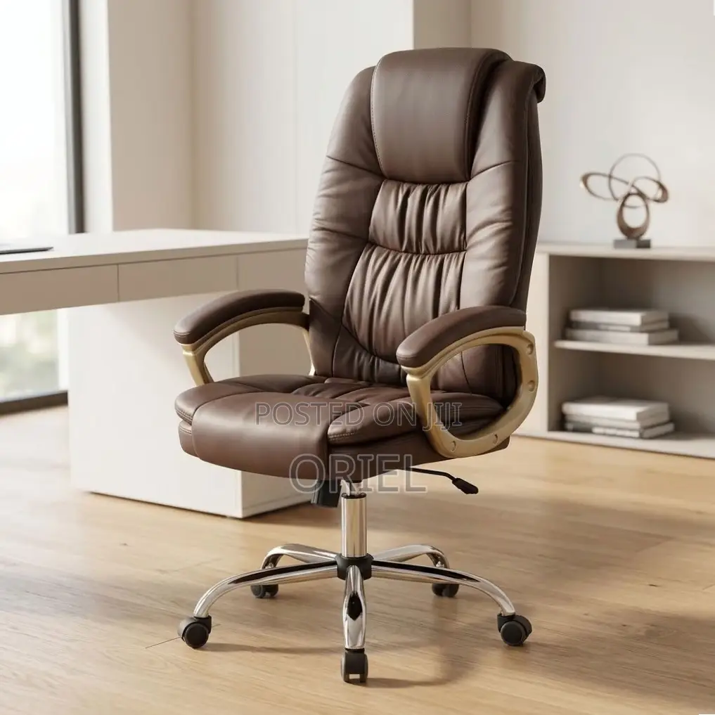 Executive Office Chair : Brown Leather Computer Chair