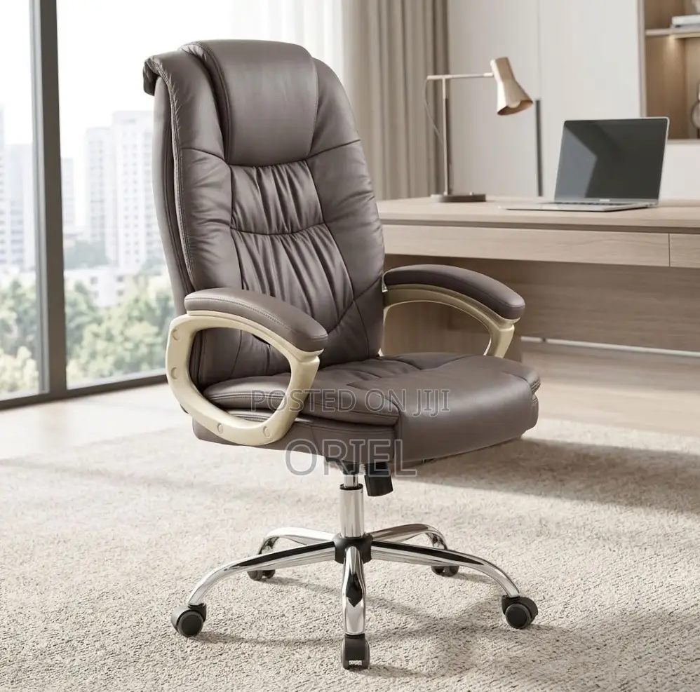 Executive Office Chair : Brown Leather Computer Chair
