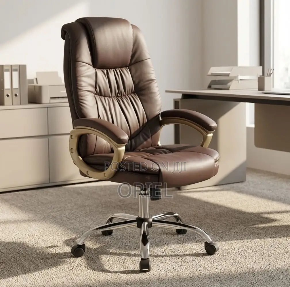 Executive Office Chair : Brown Leather Computer Chair