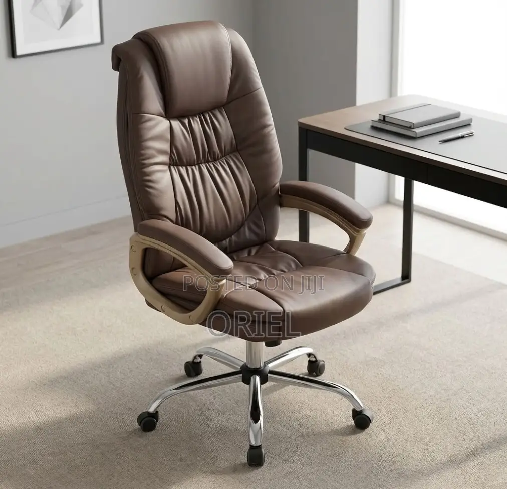 Executive Office Chair : Brown Leather Computer Chair