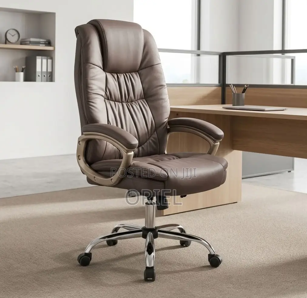 Executive Office Chair : Brown Leather Computer Chair