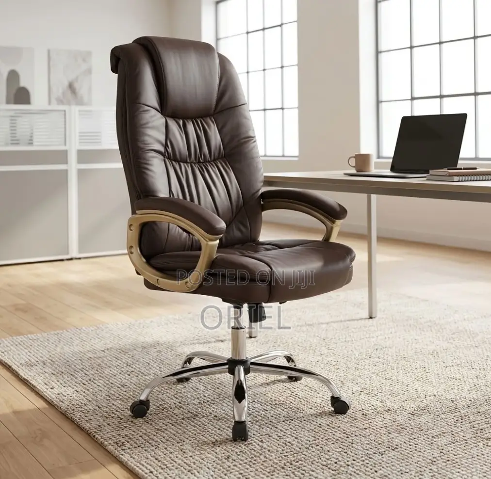 Executive Office Chair : Brown Leather Computer Chair