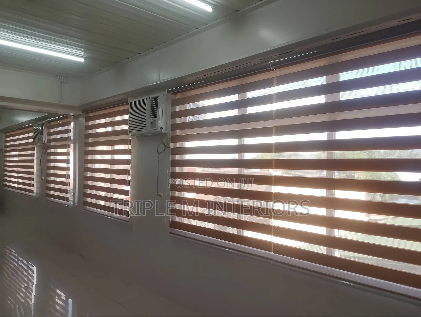 Clean Look Office Zebra Roller Blinds for Large Windows