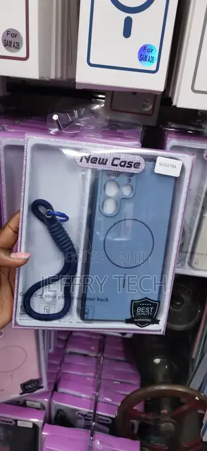 Blue Magnetic Case With a Matching Wrist for Samsung Galaxy S22 Ultra