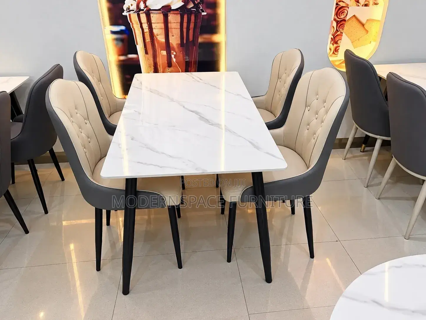 Modern 4 Seater Dining Table Set – Marble Table