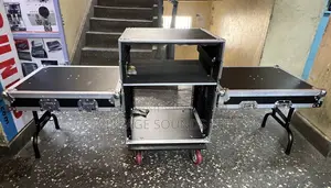 Professional 9U DJ/Church Audio Rack Case With Dual Side Tables