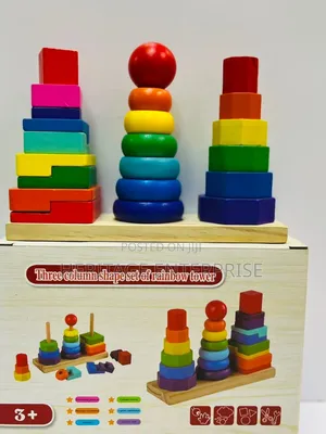 Three Column Wooden Stacking Tower