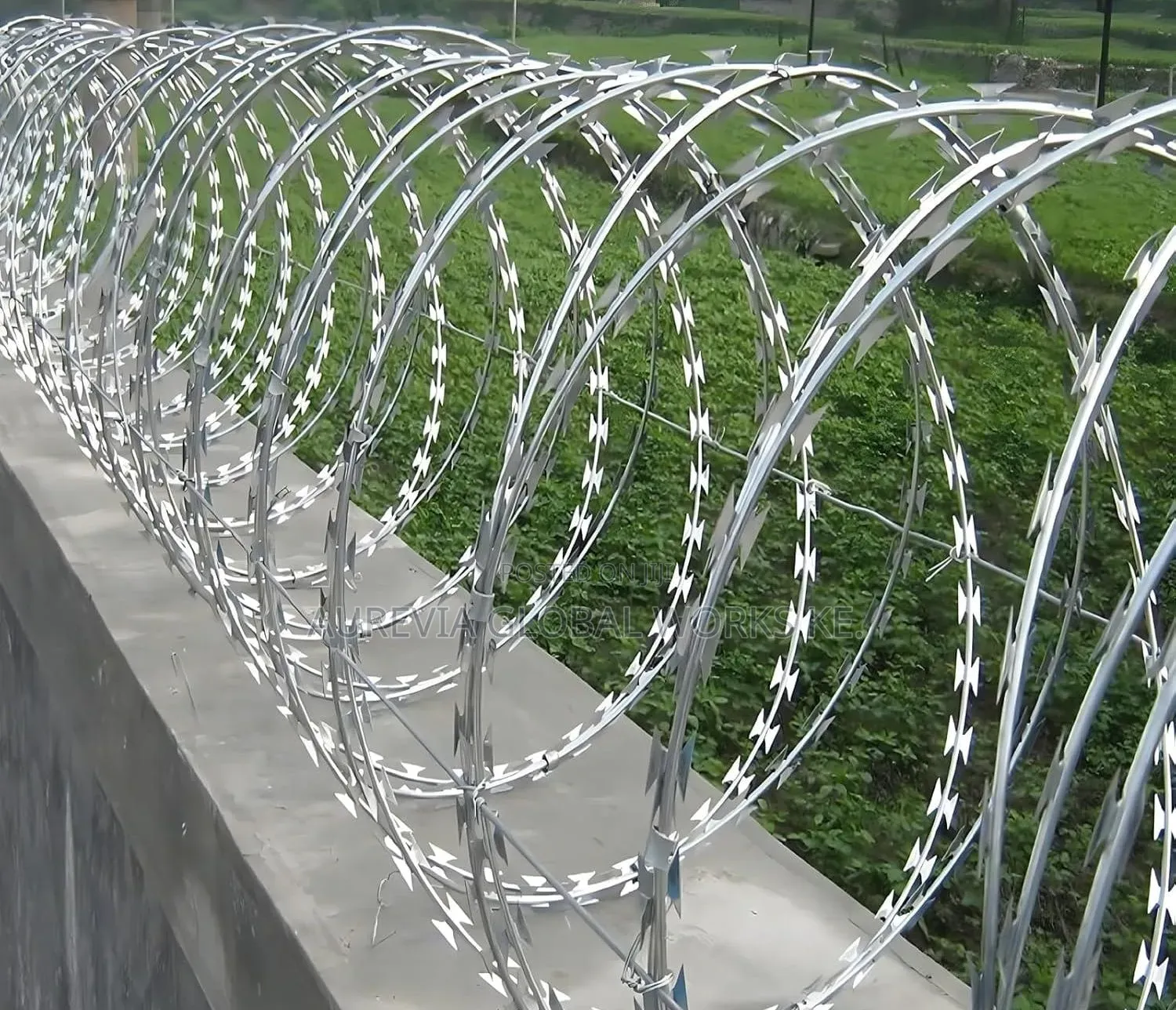 Galvanized Razor Wire Measurements 7 Meters Long