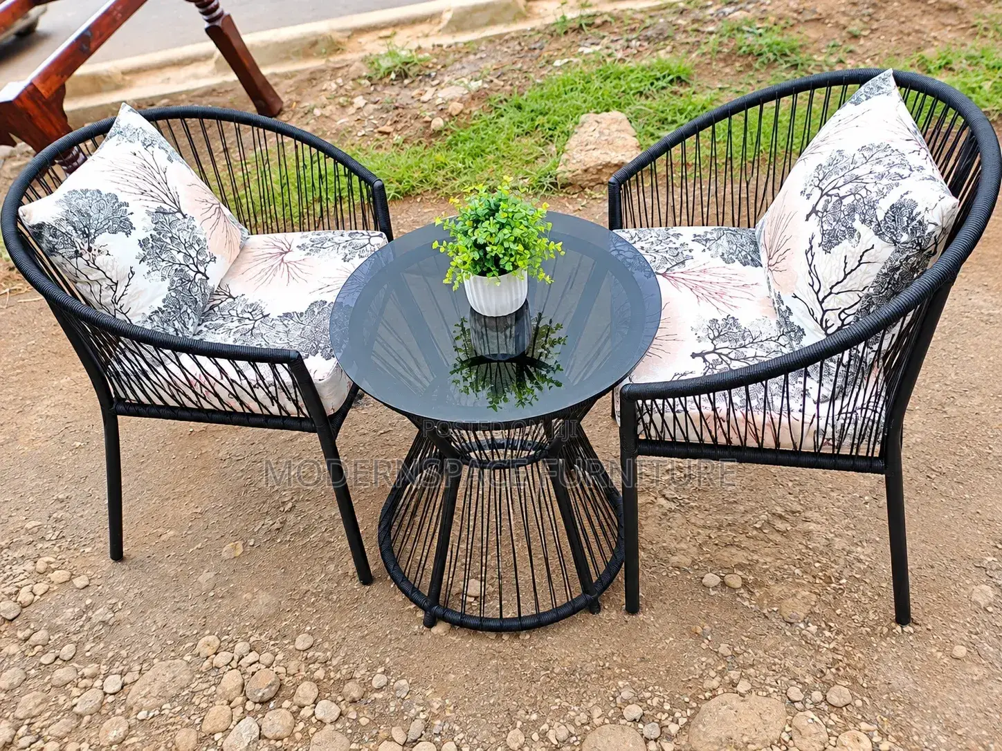 2-Seater Outdoor Set + Glass Table
