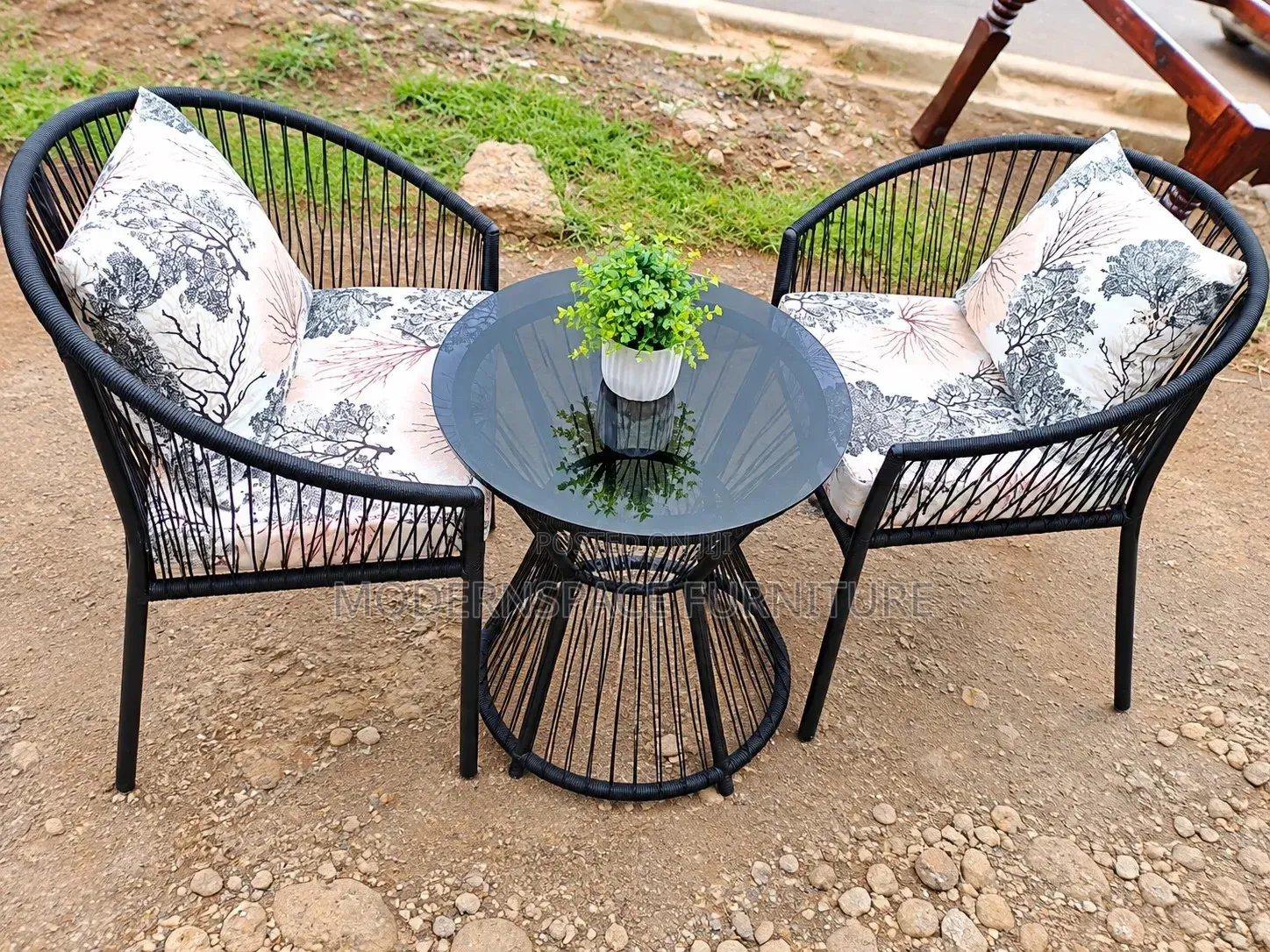 2-Seater Outdoor Set + Glass Table