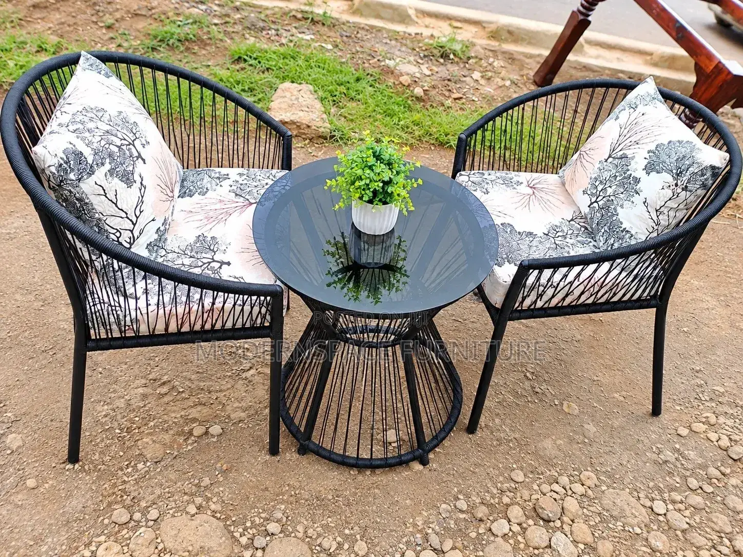 2-Seater Outdoor Set + Glass Table