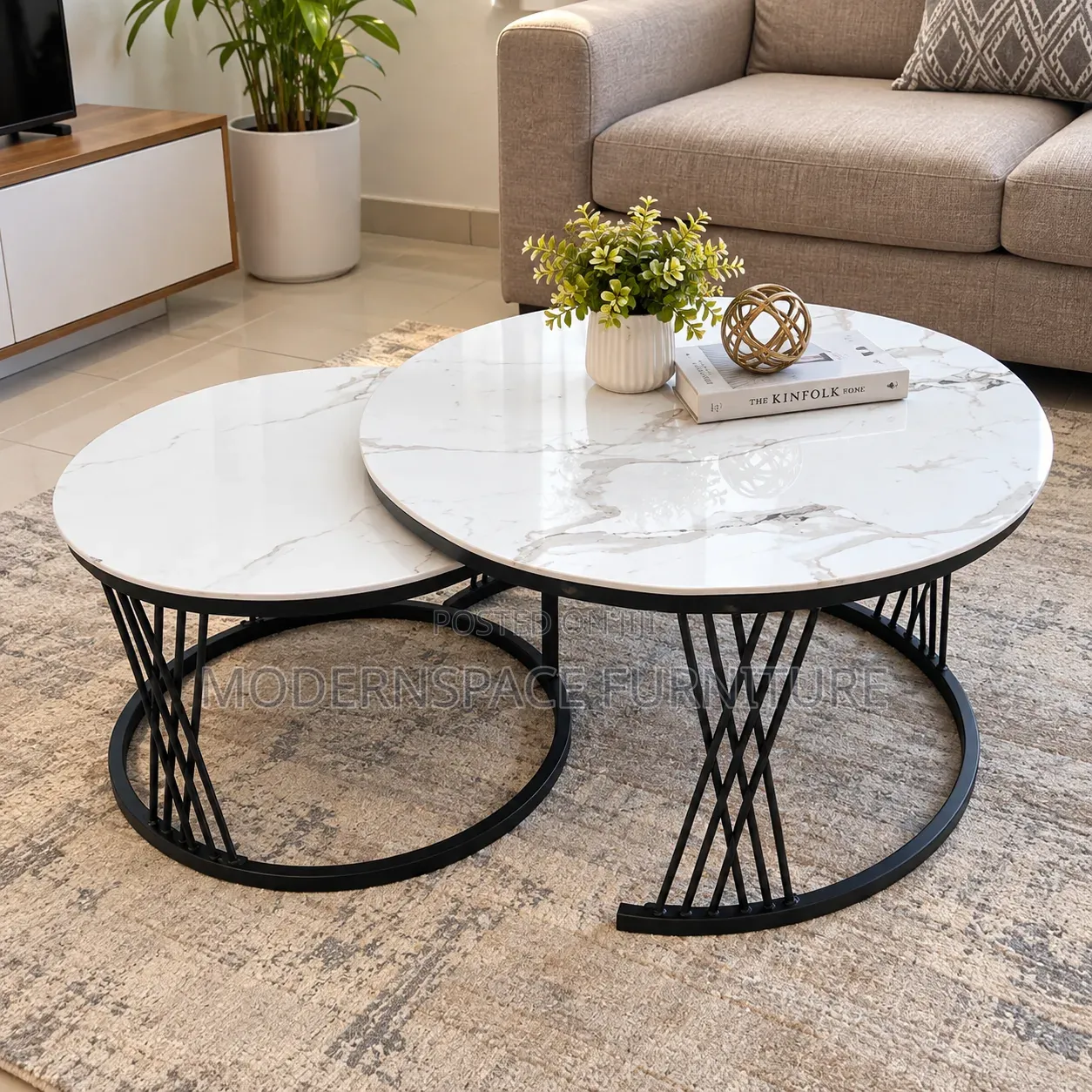 Black and White Coffee Table -Marble