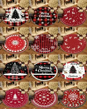 *Christmas Circular Carpet Washable Anti Slip Carpet New Year